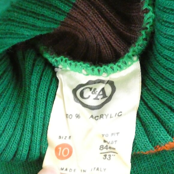 Vintage Dark Green Sweater Size 6 Long Neck Unique OOAK Designer Long Neck - Picture 7 of 8